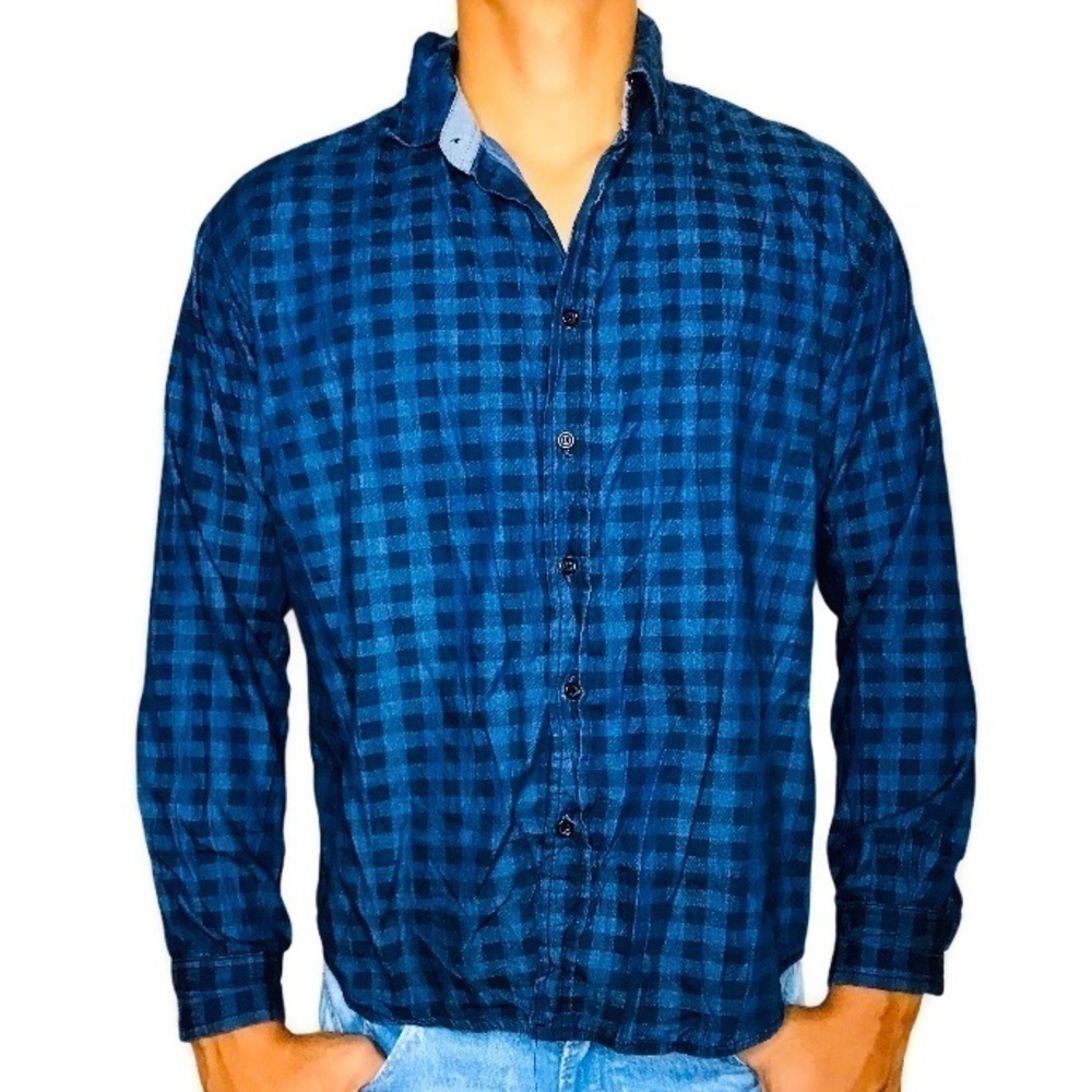 Fredd Marshall Chambray Plaid Men’s Button Down